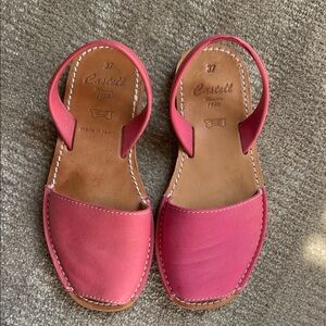 Castell Pink Leather Slingback Avarca Sandals - Women's